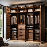 Trueliving 4 Cabinet Open Brown wardrobe Laminated Finish & PU Finish (6Ft *2Ft *9Ft -1828.8MM X 609MM X 2743.2MM)